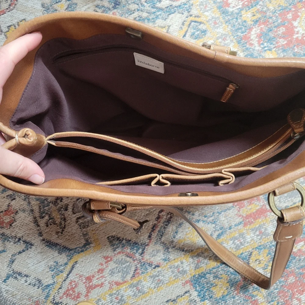 Liz Claiborne Faux Leather Monogram Shoulder Bag
